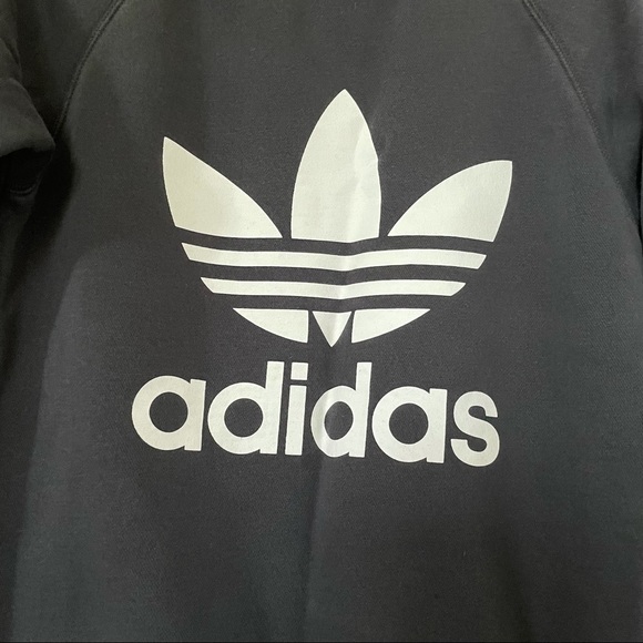 Adidas small stripe trefoil logo pullover sweater long sleeve black white active - Picture 3 of 7